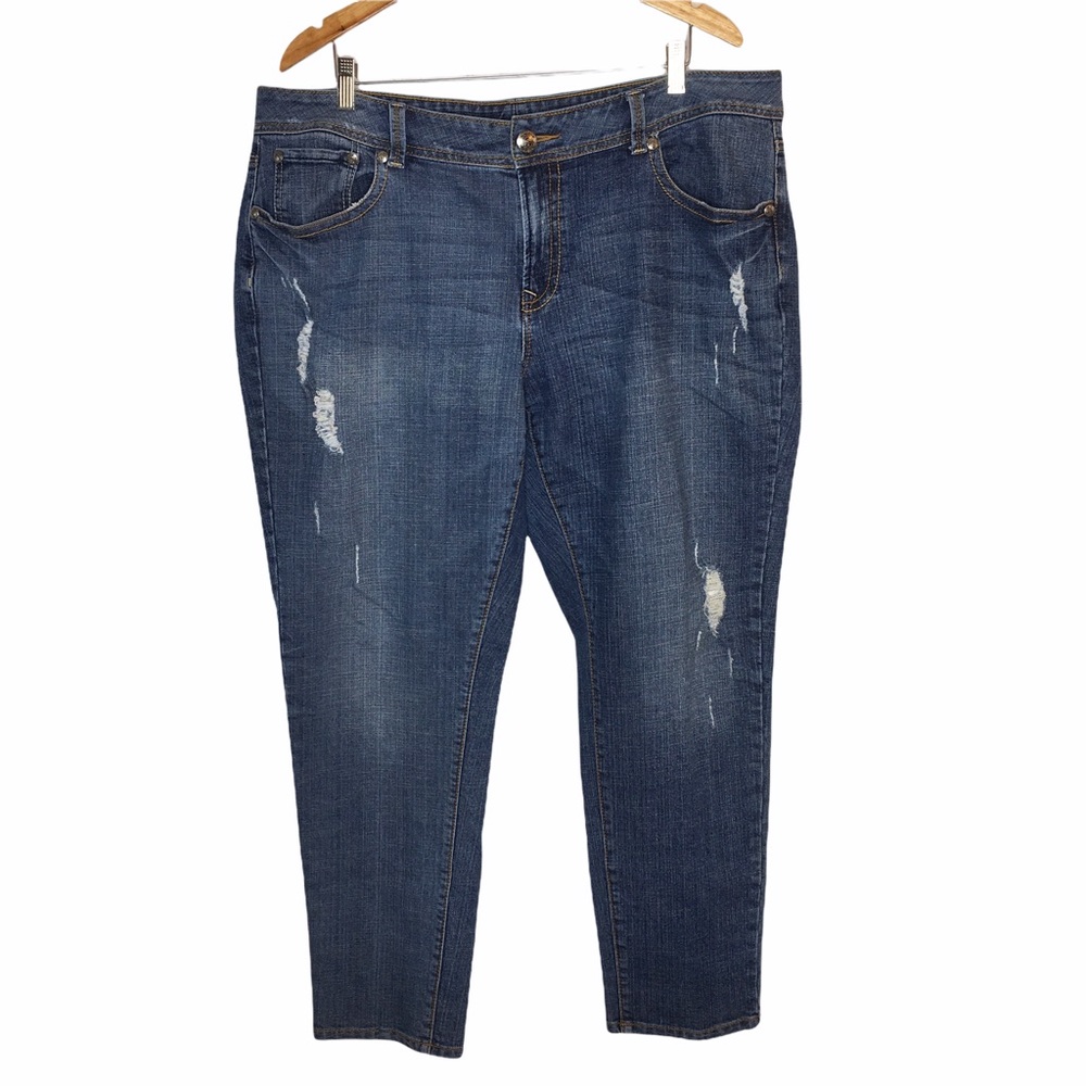 LANE BRYANT Distressed Mid Rise Jeans Sz 22